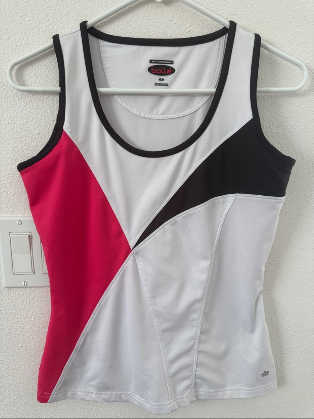Bolle Super Cute White, Pink & Black Athletic Tank Top